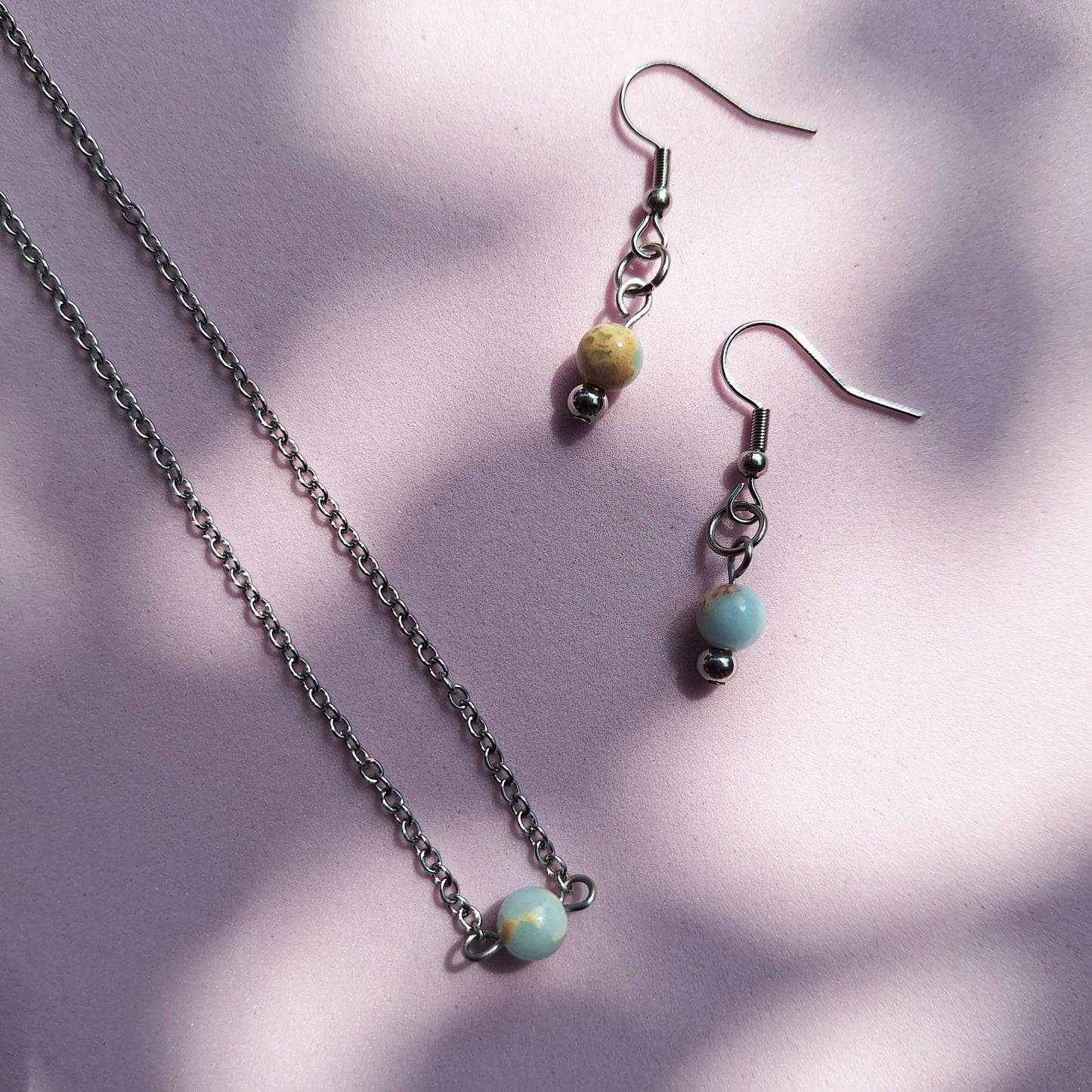 Stainless Steel Imperial Pine earring and necklace set