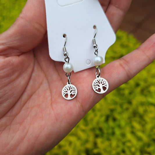 Stainless Steel Tree Of Life Earrings