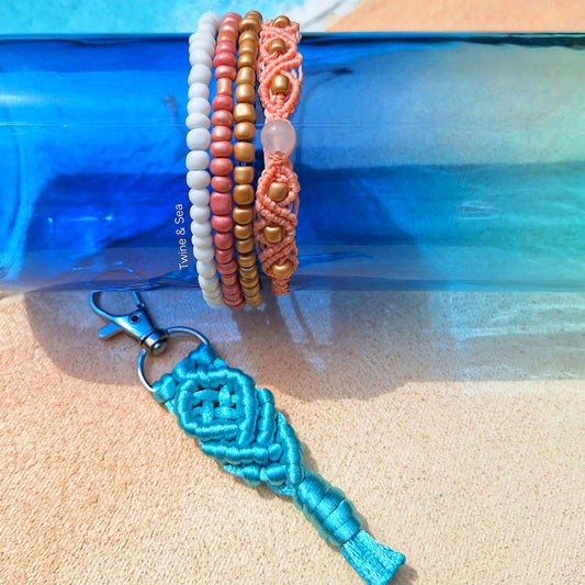 "Coastal Calm" bracelet set with keyring